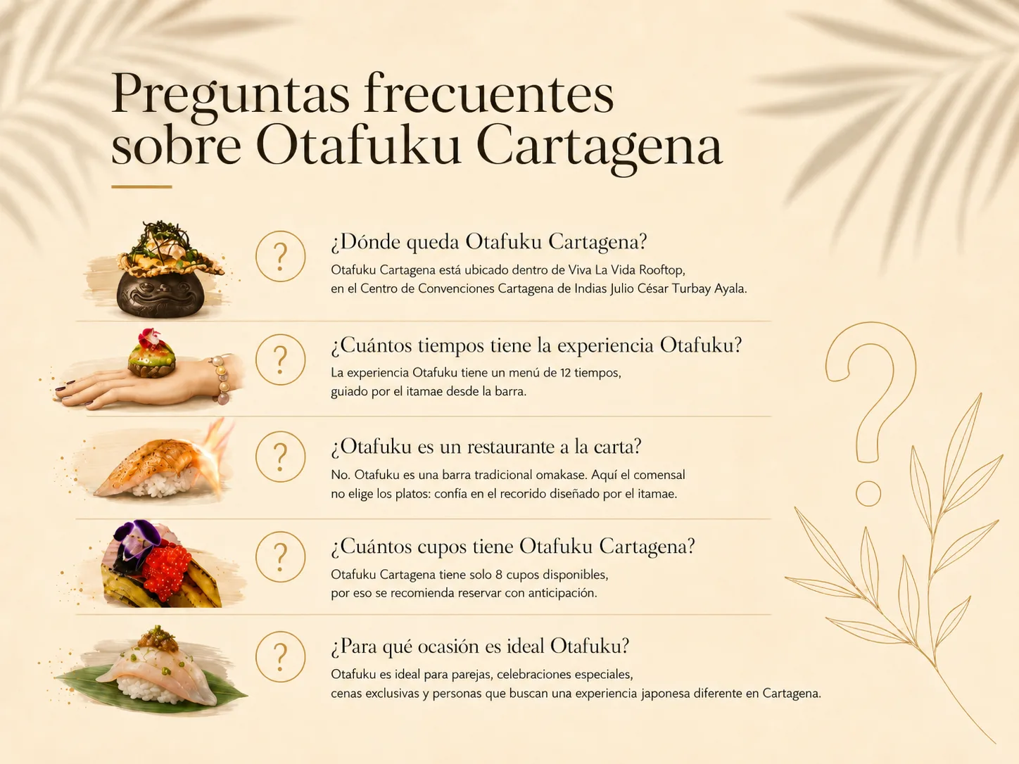 Detalle de omakase en Otafuku Cartagena con técnica japonesa, producto fresco y presentación de autor.
